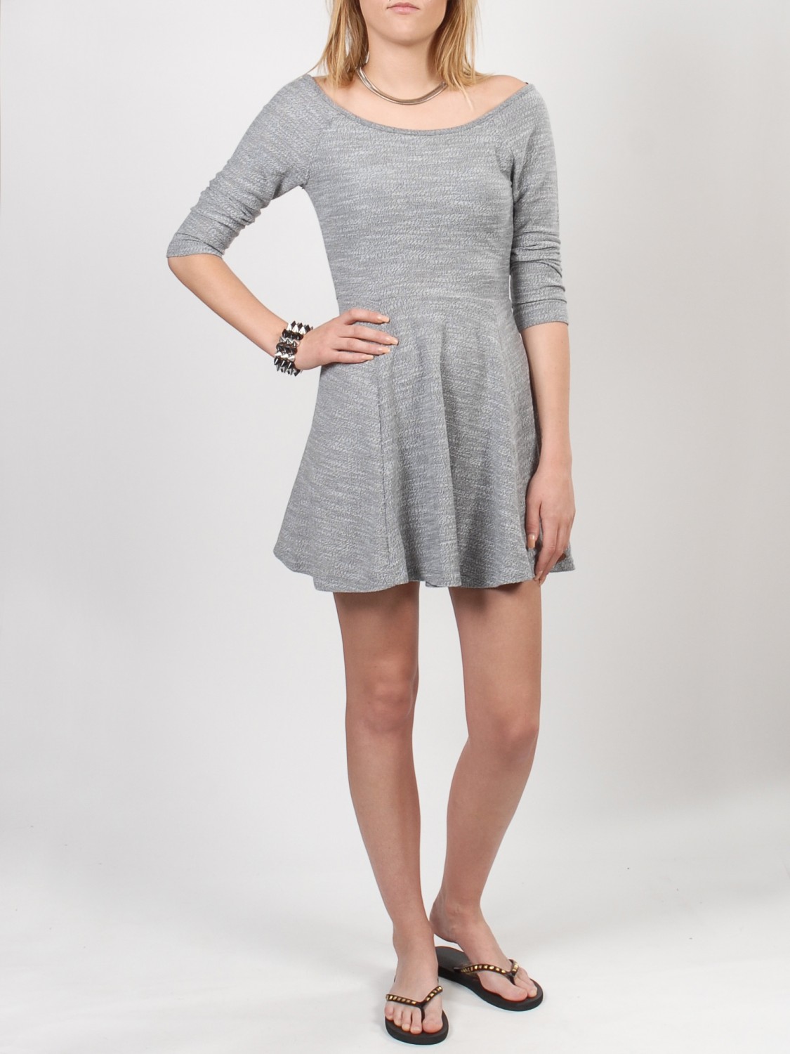 Roxy COTTONWOOD SGRH dámské šaty krátké - L šedá