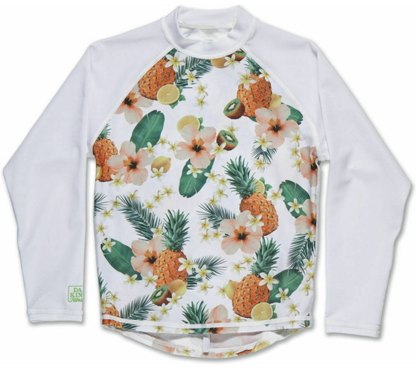 Dakine CLAS LS RASHGUARD KIWI PINEAPPLE lycrové tričko - 12T bílá