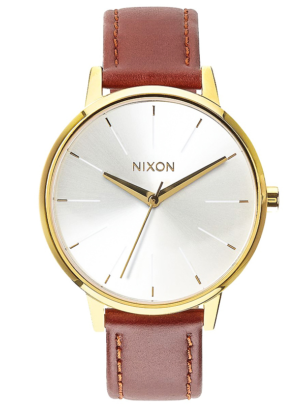 Nixon KENSINGTON LEATHER GOLDSADDLE ručičkové hodinky žlutá