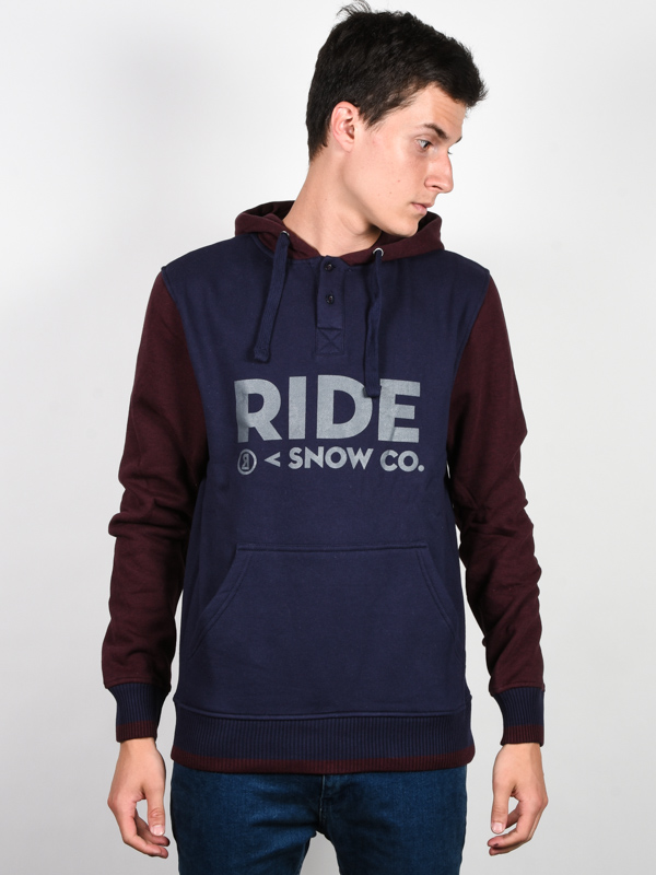 Ride Logo Henley NAVY pánská skate mikina - S modrá