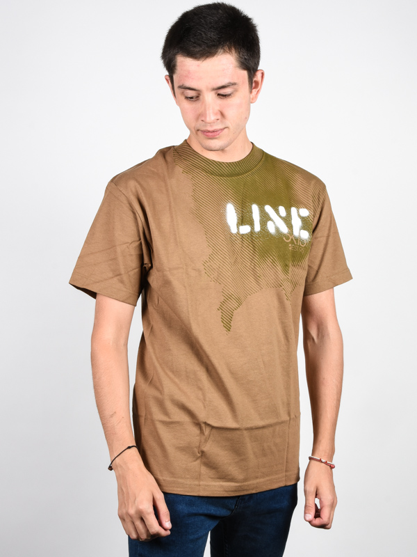 Line Stencil CAMEL pánské tričko krátký rukáv - S hnědá
