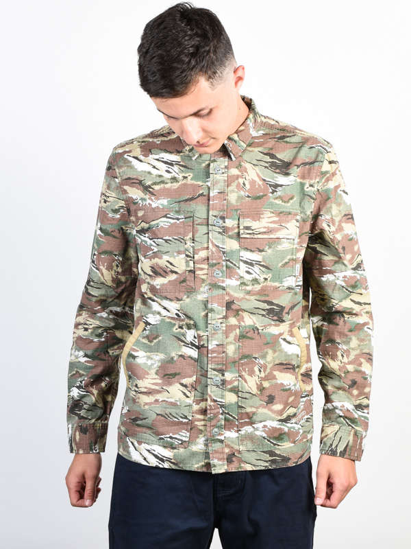 Element BATTLEFIELD SAWTOOTH CAMO pánská skate košile - M zelená