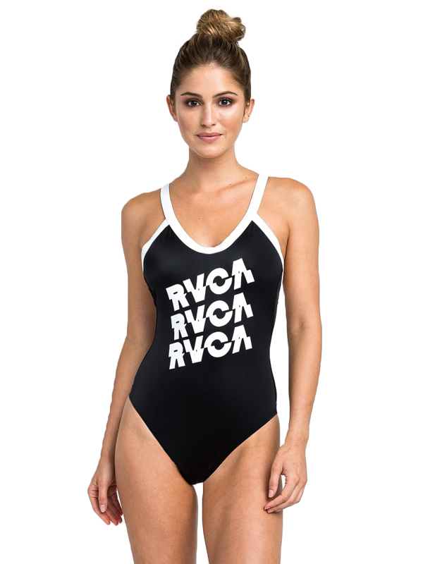 RVCA REAL TALK ONE PIECE black plavky jednodílné - S černá