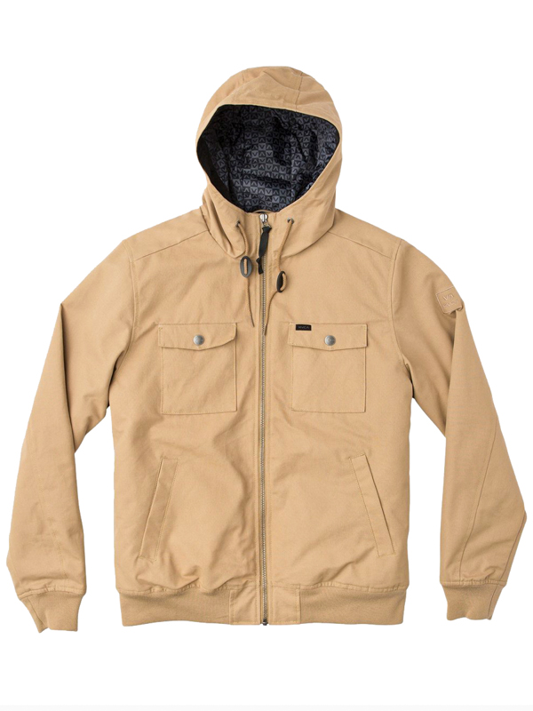 RVCA HOODED BOMBER II DARK SAND pánská jarní bunda - M