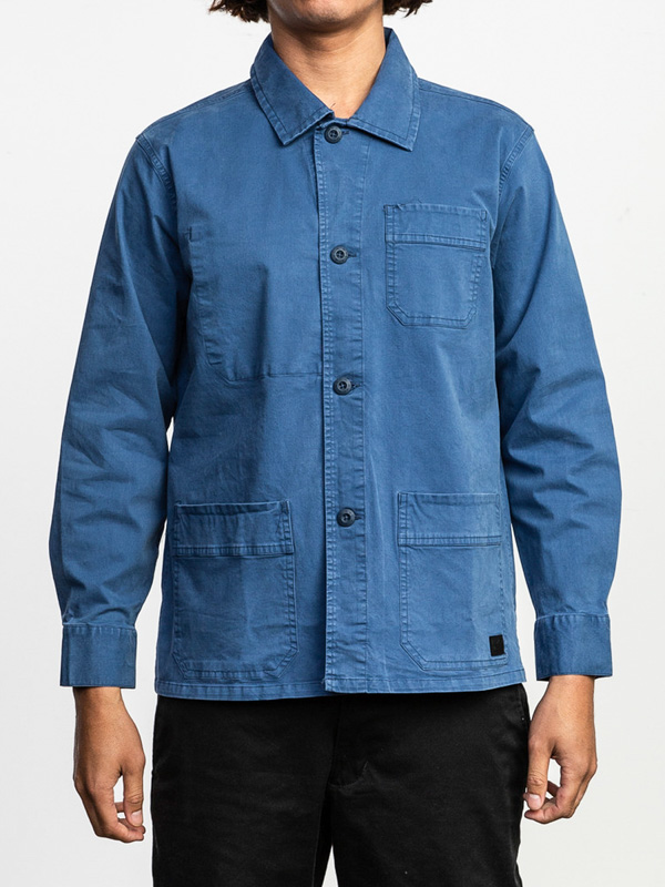 RVCA COULEUR CHORE COAT SURPLUS BLUE pánská skate košile - M modrá