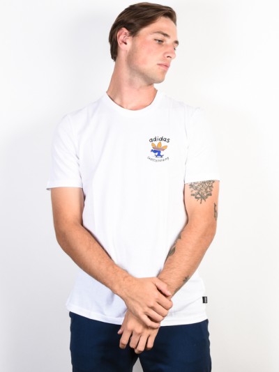 ADIDAS triko PUSHING TEE WHITE/CORANG/TACTYLE YELL