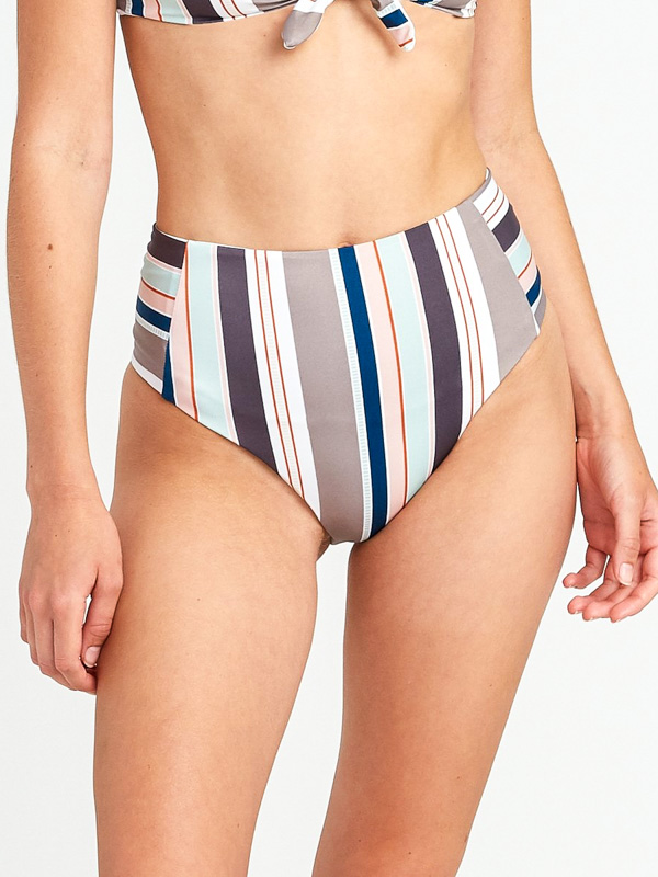 RVCA OFF SHORE HIGH WAIST CREME plavky dvoudílné - S béžová