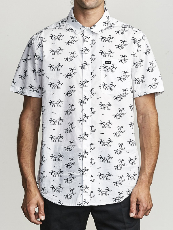 RVCA EASY PALMS ANTIQUE WHITE pánská skate košile - M bílá