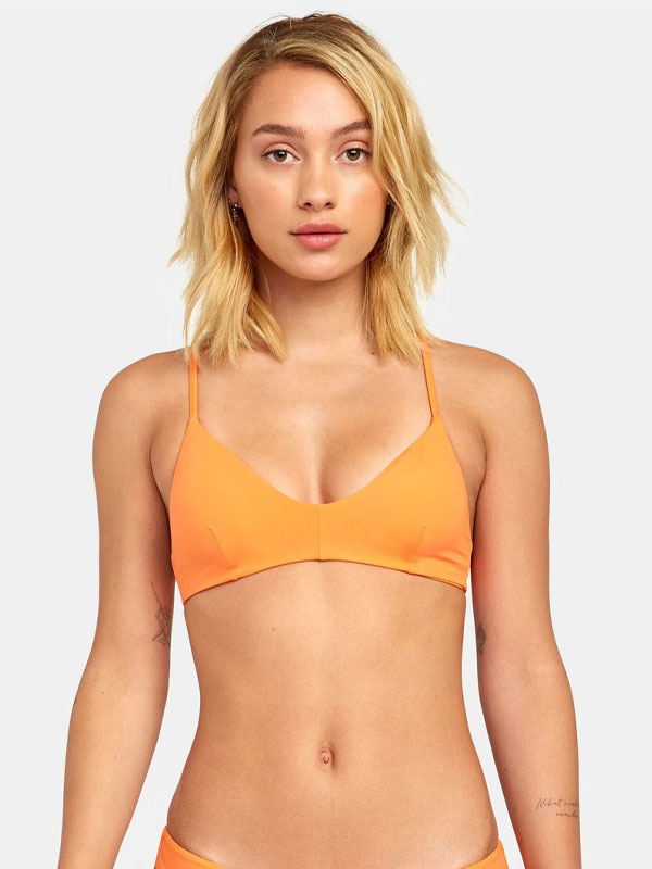 RVCA SOLID CROSS BACK EMBER plavky dvoudílné - S oranžová