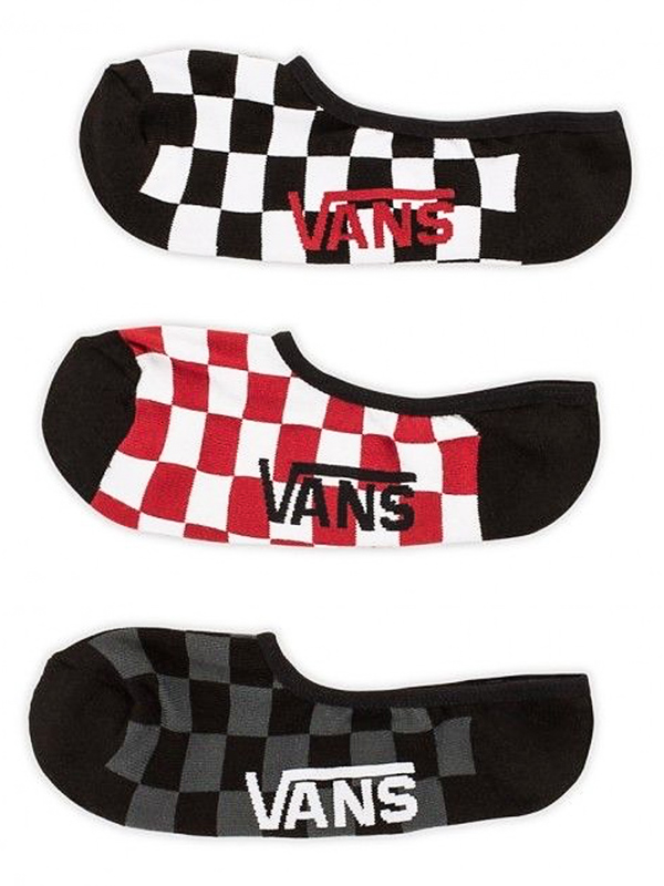 Vans CLASSIC SUPER NO SHO RED WHITE CHECK kotníkové ponožky - 6,5-9 černá