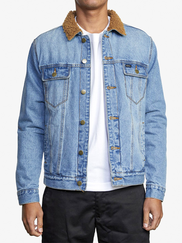 RVCA DAGGERS DENIM SHERPA vintage indigo pánská jarní bunda - M modrá