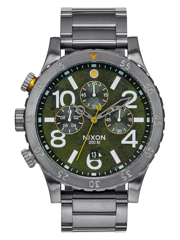 Nixon 48-20 CHRONO GUNMETALGREENOXYDE ručičkové hodinky šedá