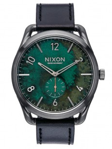 Nixon C45 LEATHER GUNMETALGREENOXYDE