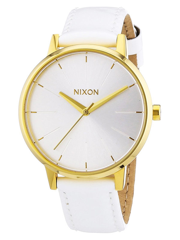 Nixon KENSINGTON LEATHER ALLWHITEGOLDPATENT ručičkové hodinky bílá