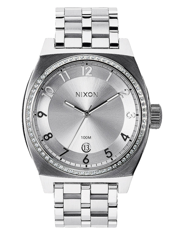 Nixon MONOPOLY ALLSILVERCRYSTAL ručičkové hodinky šedá