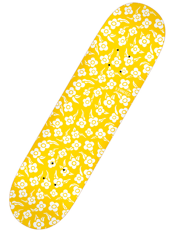 Krooked FLOWERS PP skate board deska - 8.5 žlutá