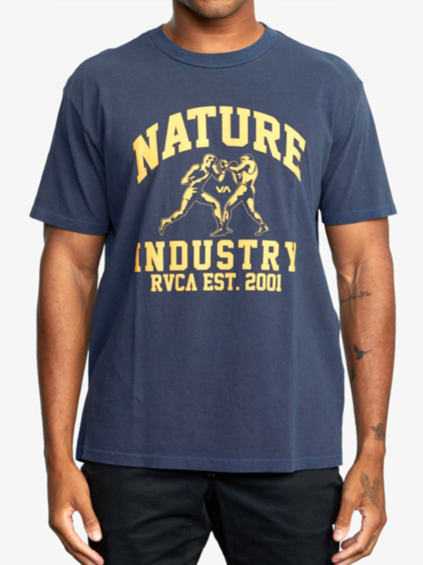 RVCA BOXING ALMA MATER NAVY MARINE pánské tričko krátký rukáv - XL modrá
