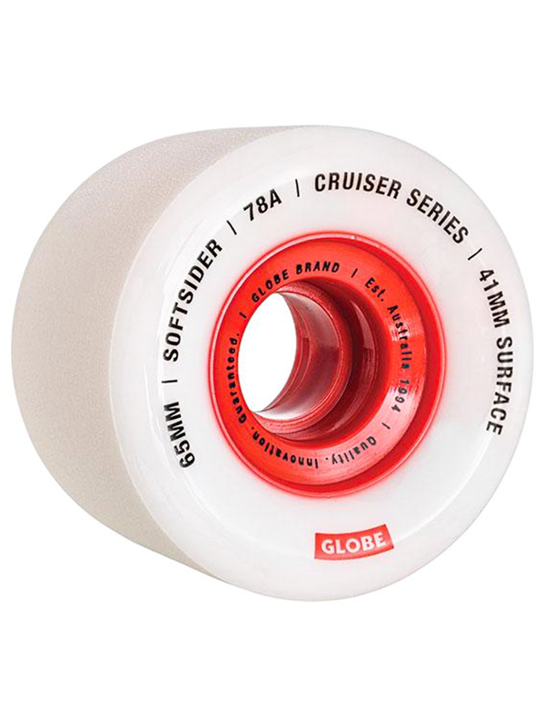 Globe SOFTSIDER CRUISER WH white/red měkká kolečka na skateboard - 65 bílá