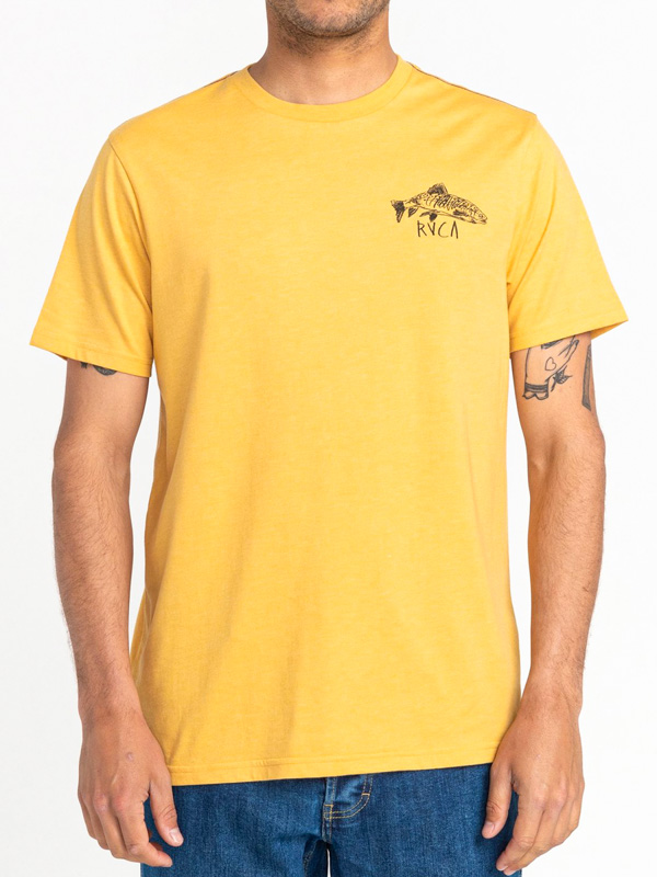 RVCA DOWNSTREAM VINTAGE GOLD pánské tričko krátký rukáv - M žlutá