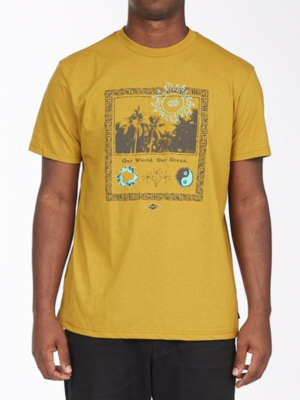Billabong OUR WORLD OLD GOLD pánské tričko krátký rukáv - L žlutá