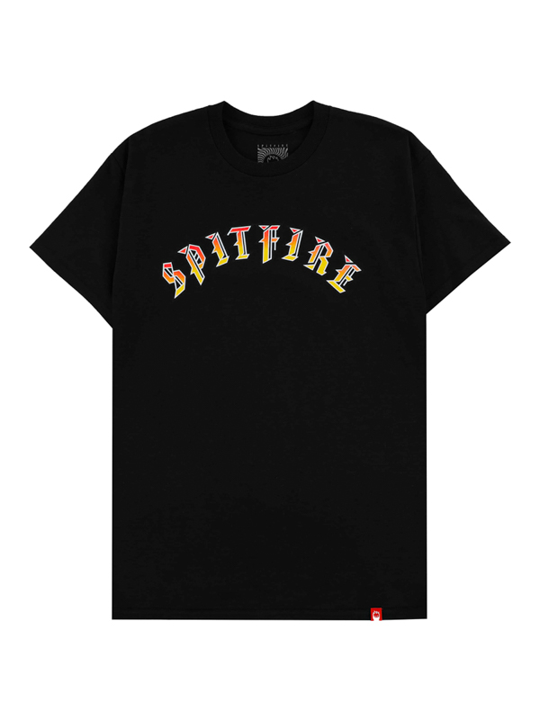 Spitfire OLD E BLACK w/ RED to YELLOW dětské skate tričko - S