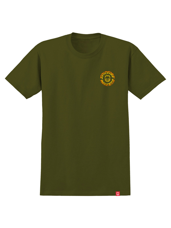 Spitfire TORCHED SCRIPT MILITARY GREEN w/ YELLOW & ORA pánské tričko krátký rukáv - M zelená