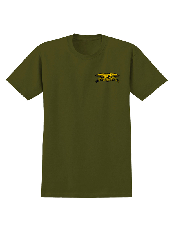 Antihero BASIC EAGLE CHEST MILITARY GREEN w/ YELLOW & BLA pánské tričko krátký rukáv - M zelená