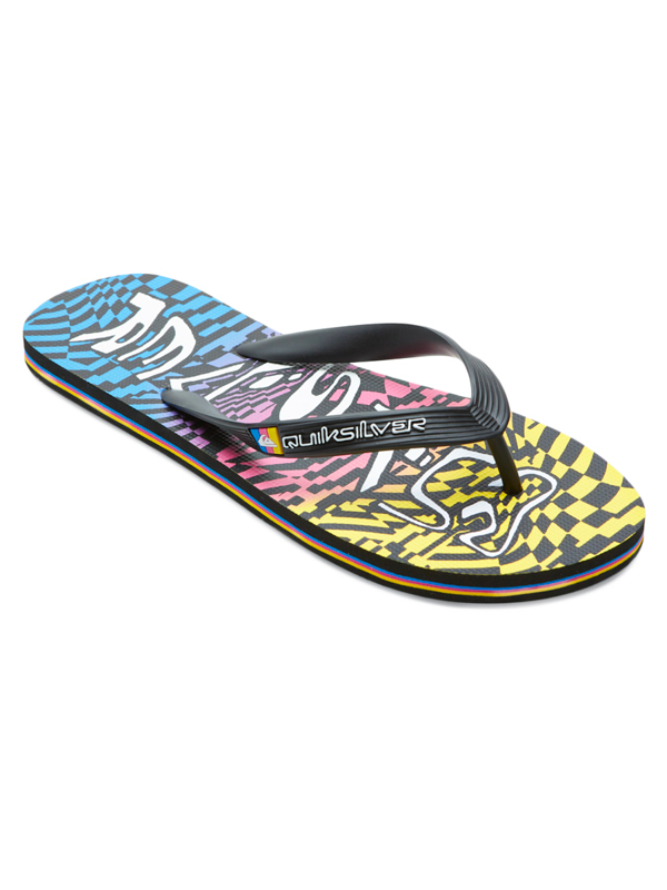 Quiksilver MOLOKAI WORDBLOCK BLACK/BLUE/PINK letní žabky - 42EUR