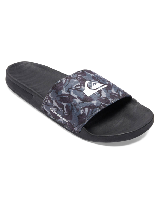 Quiksilver RIVI SLIDE PRINT GREY/BLACK/GREY pánské plážové pantofle - 47EUR