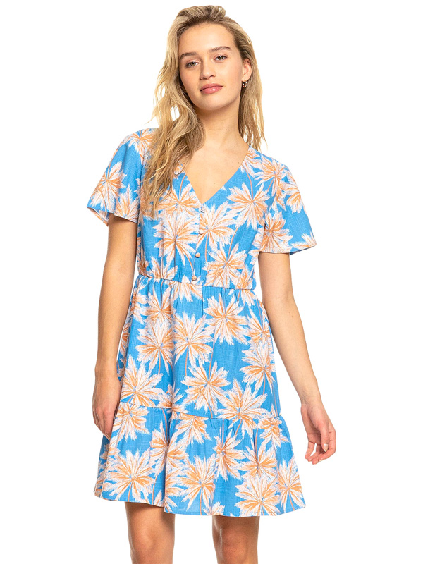 Roxy BIKINI PARTY AZURE BLUE PALM ISLAND dámské šaty krátké - L
