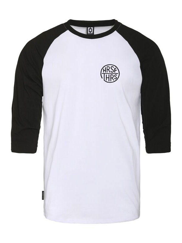 Horsefeathers CIRCLE white pánské tričko dlouhý rukáv - XL černá