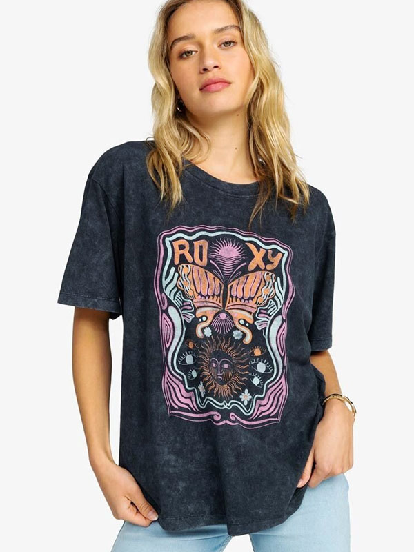 Roxy GIRL NEED LOVE ANTHRACITE dámské skate tričko - S černá
