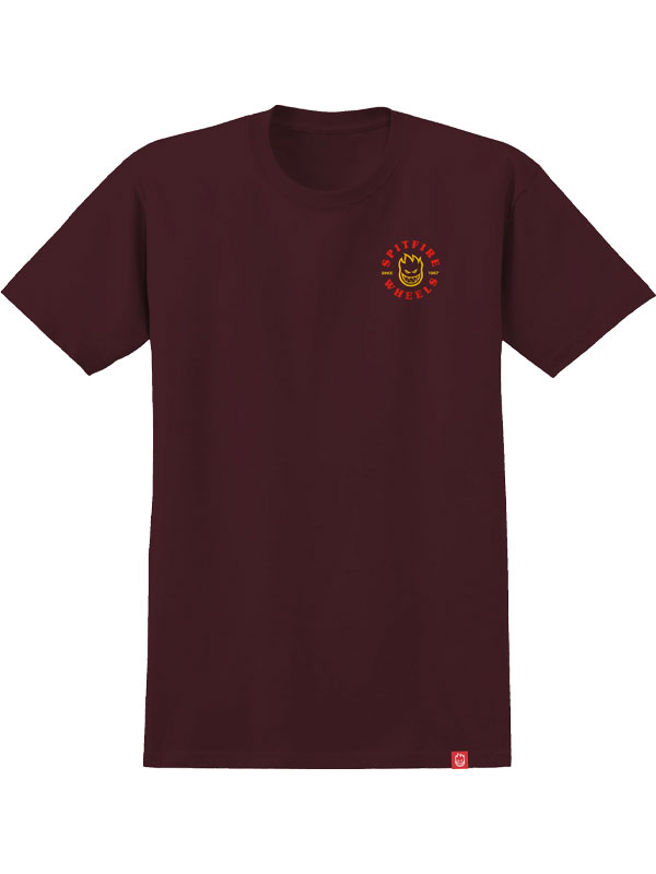 Spitfire BIGHEAD CLASSIC MAROON w/ RED & YELLOW Prints pánské tričko krátký rukáv - L červená