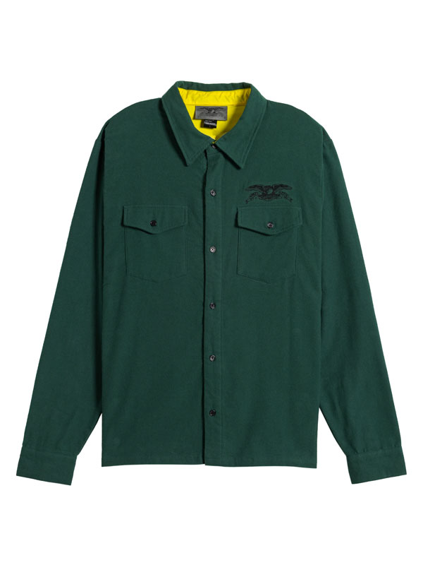 Antihero BASIC EAGLE DARK GREEN w/ BLACK Embroidery pánská skate košile - XL zelená