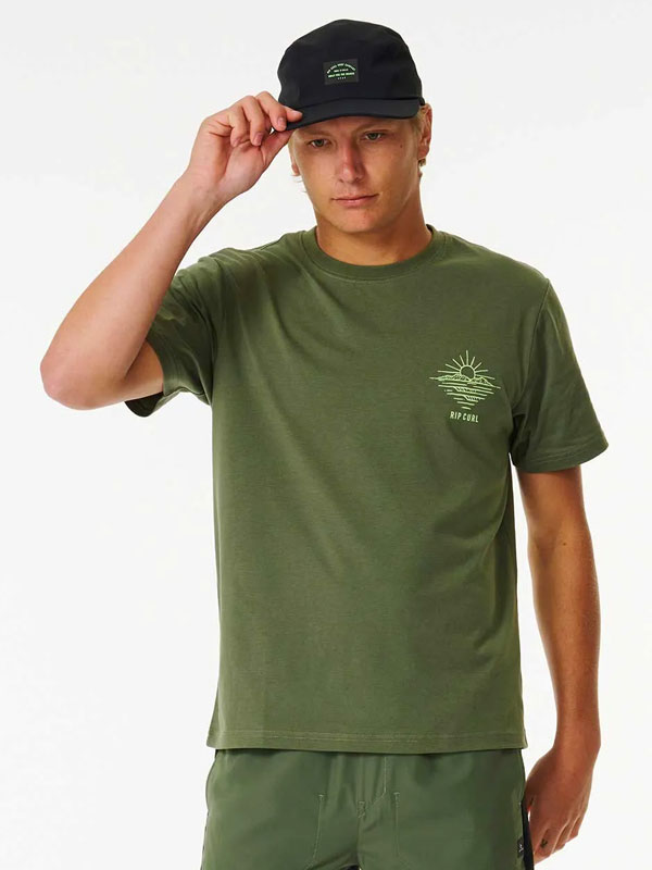 Rip Curl VAPORCOOL PARADISE dark olive pánské tričko krátký rukáv - XL zelená